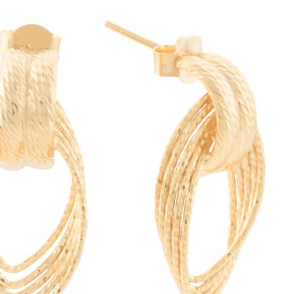 NEW MIA FIORE Made In Italy18kt Gold Plated Diamond Cut Marquis Earrings1025 3j2 - Picture 3 of 5